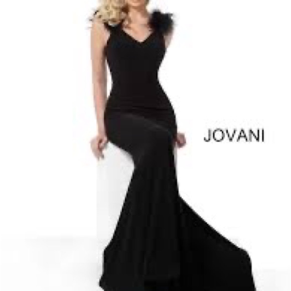 Black Jovani Formal feather gown - Picture 6 of 6